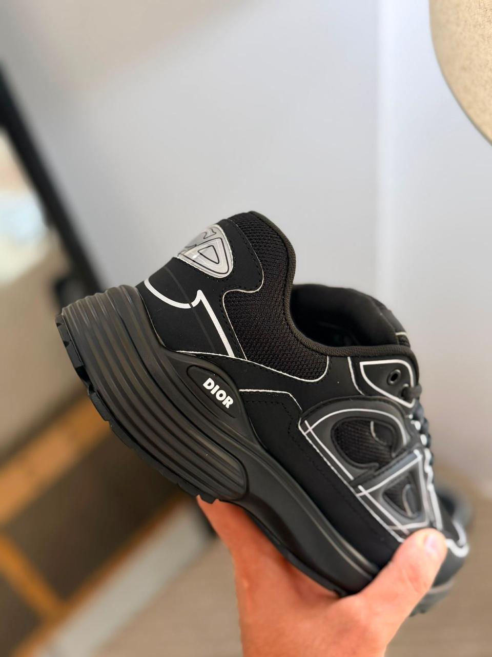 Dior B30 Sneaker (Black / Reflective White Trim)