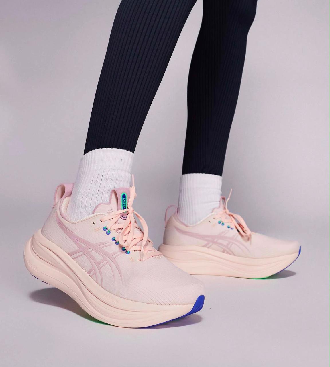 Asics Gel-Nimbus 26 Running Shoe (Light Pink / Mauve / Multicolor Accents)