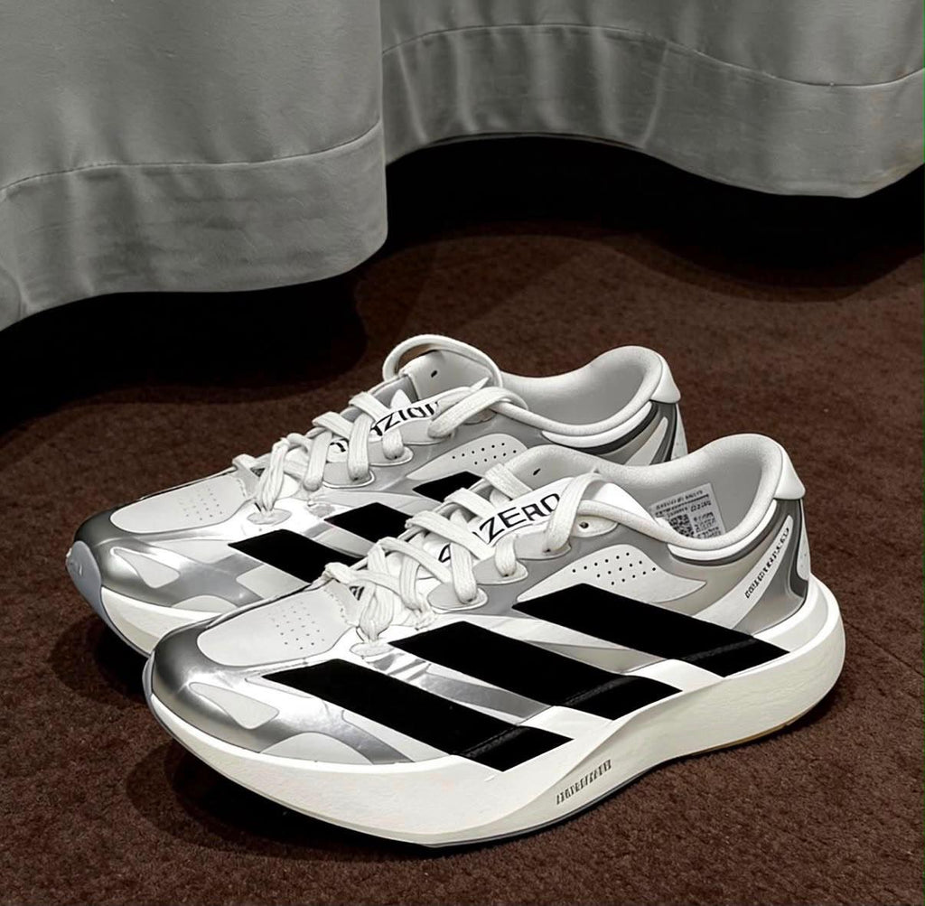 adidas Adizero Boston 12 Running Shoe (Cloud White / Core Black / Metallic Silver)