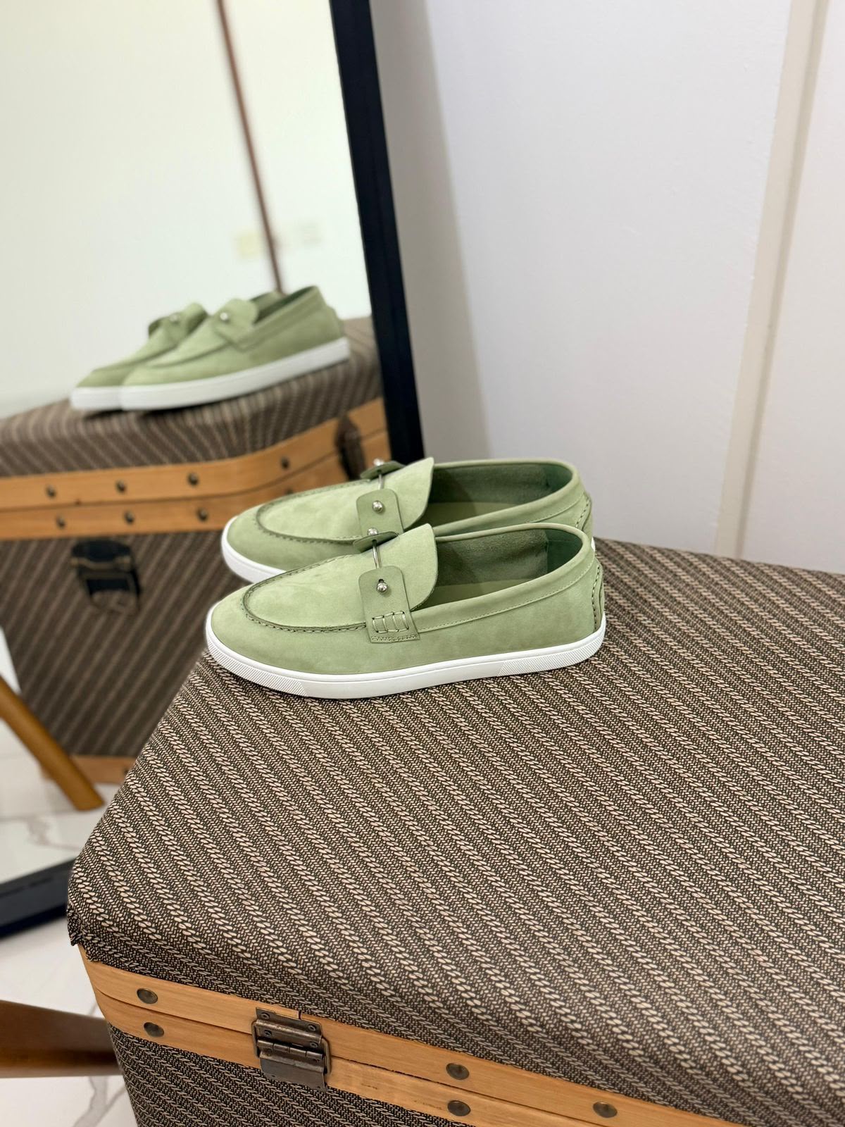 Christian Louboutin Spooky Suede Loafers (Sage Green / Olive)