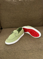 Christian Louboutin Spooky Suede Loafers (Sage Green / Olive)