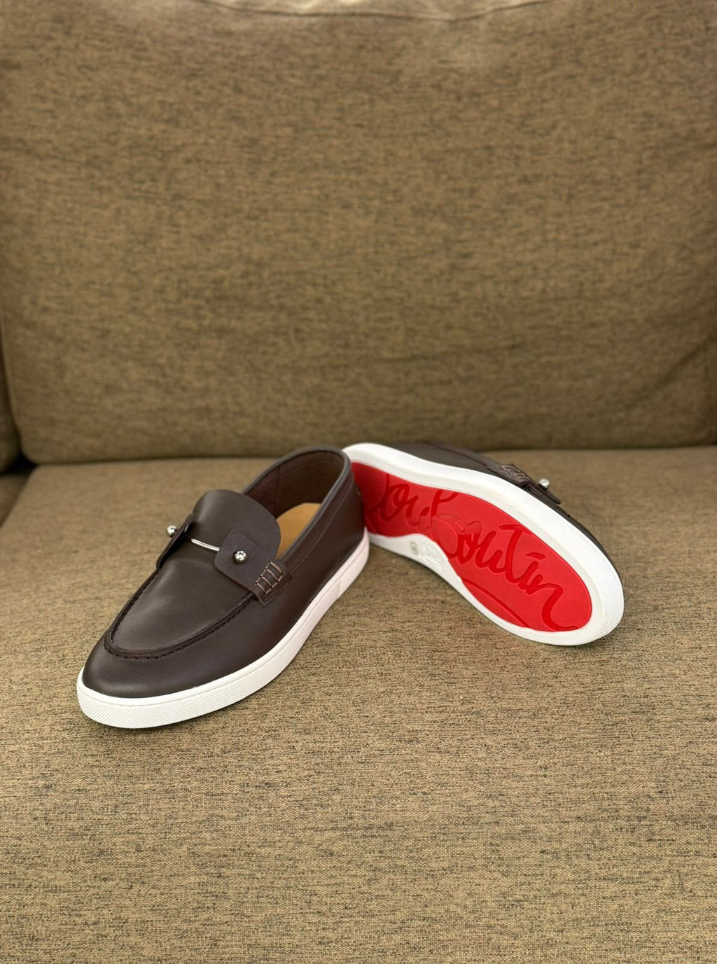 Christian Louboutin Spooky Leather Loafers (Dark Brown / Espresso)