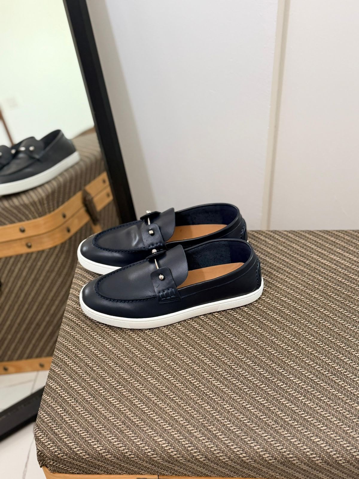 Christian Louboutin Spooky Leather Loafers (Navy Blue)