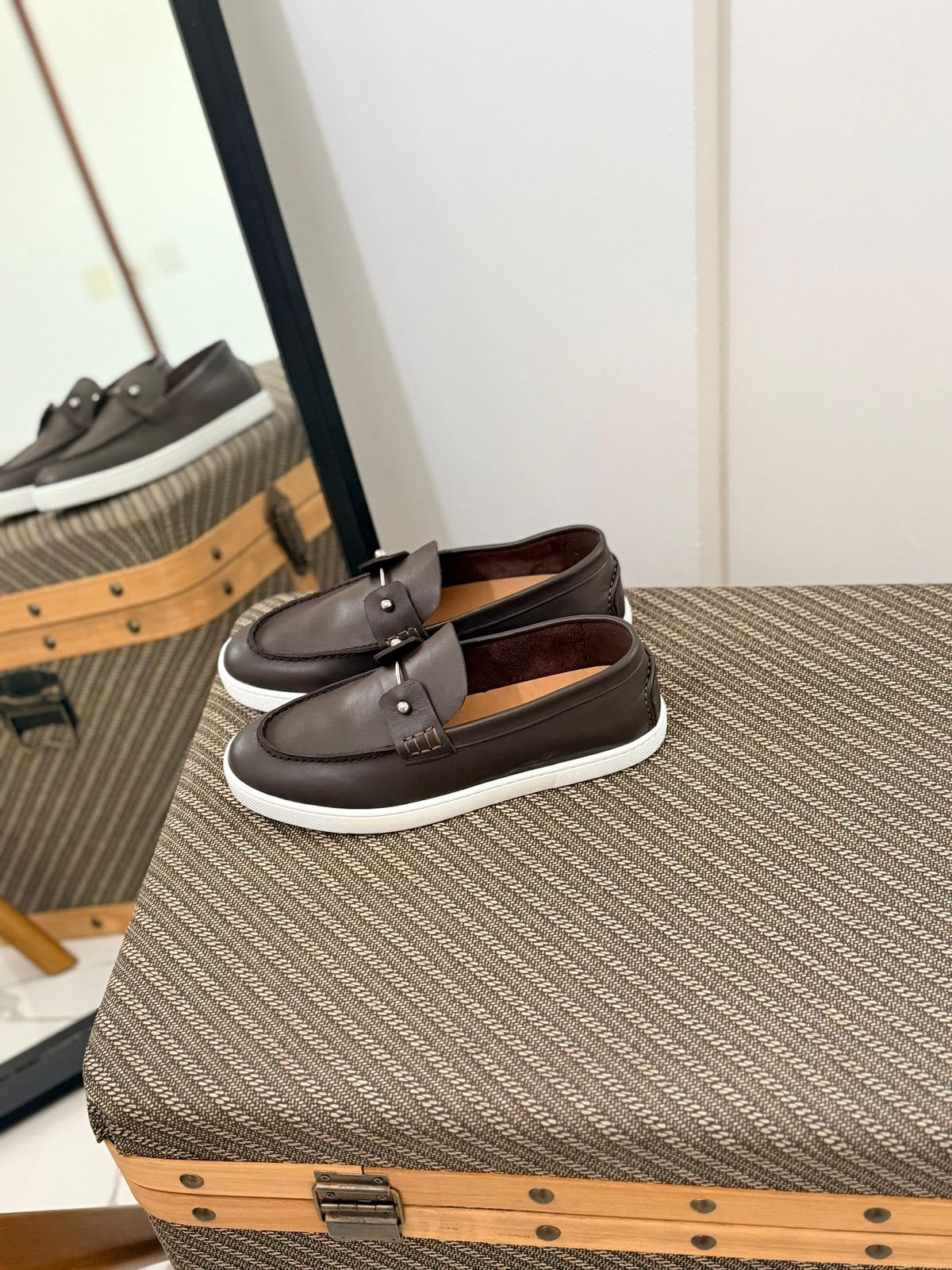 Christian Louboutin Spooky Leather Loafers (Dark Brown / Espresso)