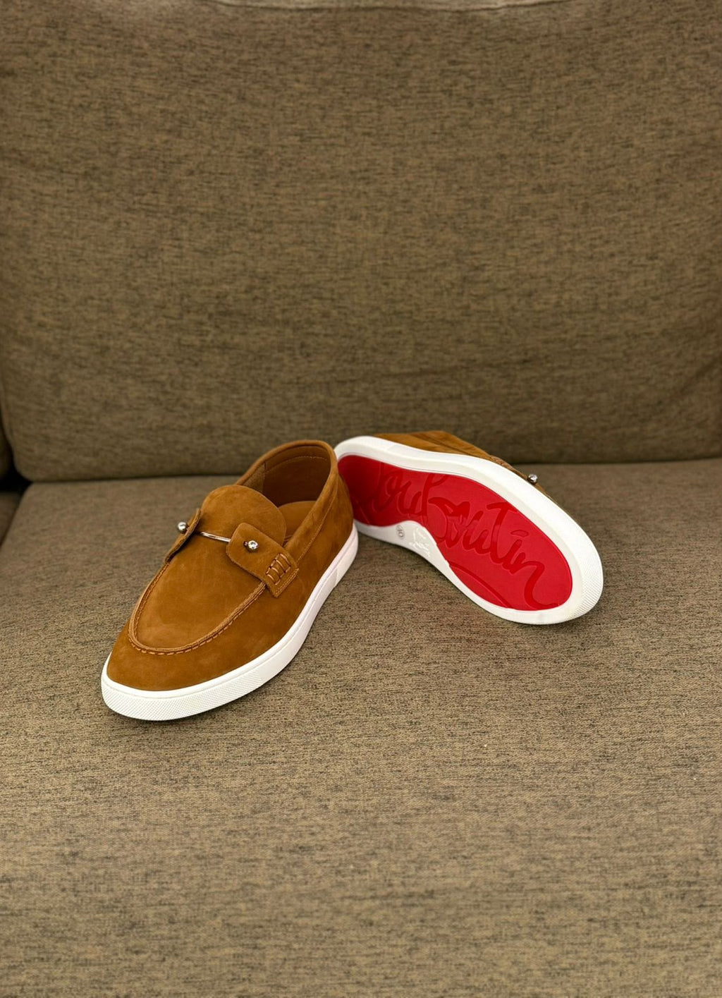 Christian Louboutin Spooky Suede Loafers (Tobacco / Chestnut)
