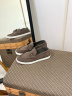 Christian Louboutin Spooky Suede Loafers (Taupe / Greyish Brown)