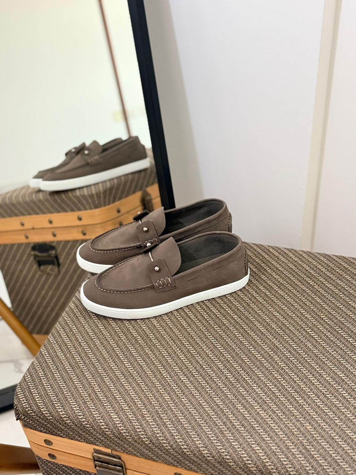 Christian Louboutin Spooky Suede Loafers (Taupe / Greyish Brown)