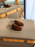 Loro Piana  Summer Walk Suede Mule Loafers (Dark Brown / Espresso)