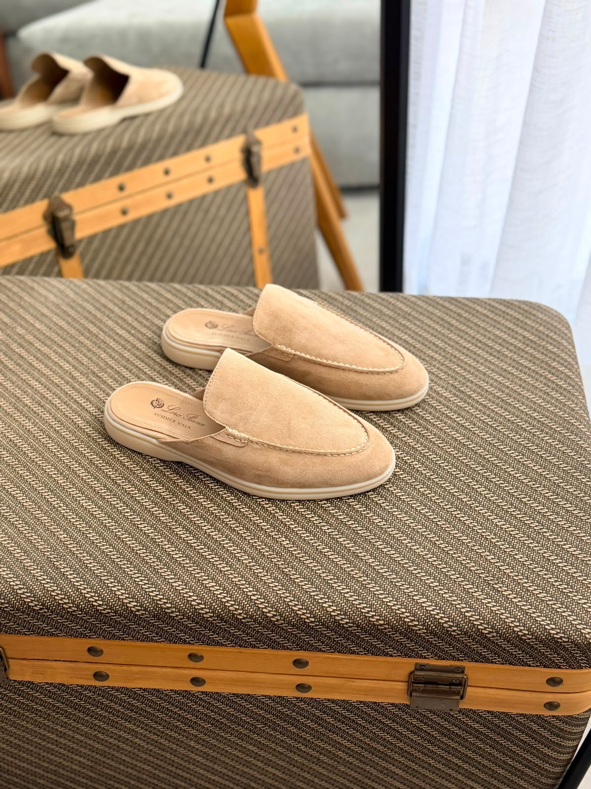 Loro Piana  Summer Walk Suede Mule Loafers (Tan / Light Camel)