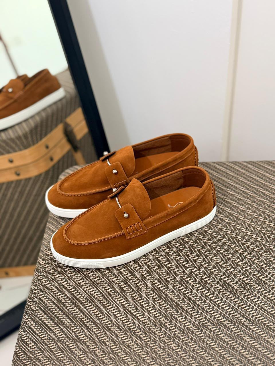 Christian Louboutin Spooky Suede Loafers (Tobacco / Chestnut)