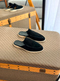 Loro Piana  Summer Walk Suede Mule Loafers (Black)