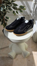 Hermes Black Leather and Suede Sneakers