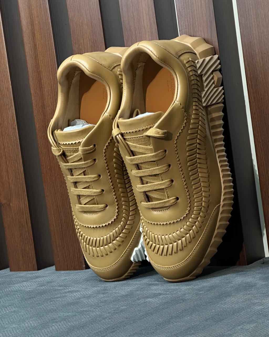 Chunky Leather Weave Sole Sneakers