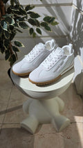Hermes White Leather and Suede Sneakers