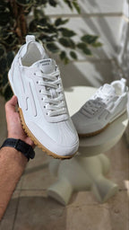 Hermes White Leather and Suede Sneakers