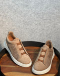ZEGNA Triple Stitch™ Leather Sneakers – Sand Beige